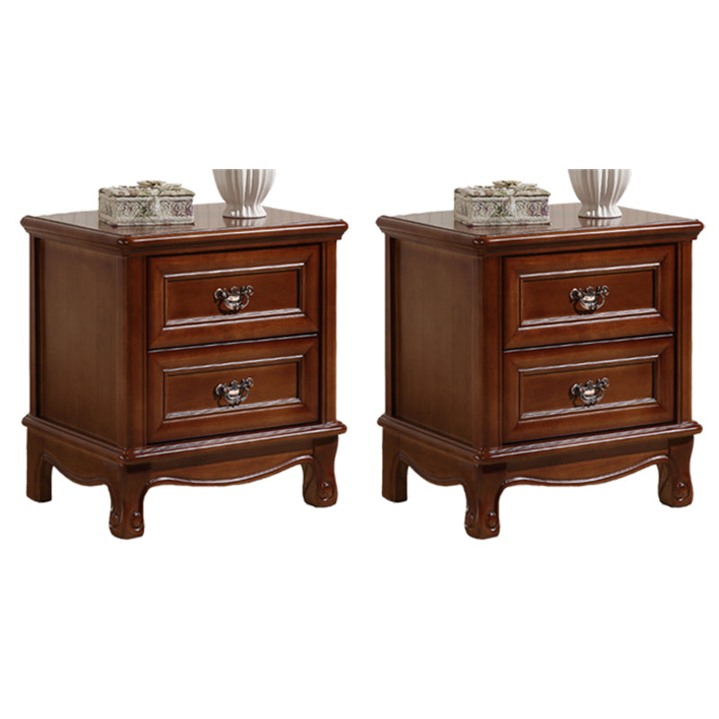 Traditional Accent Table Nightstand Antique Finish Bed Nightstand with Drawers