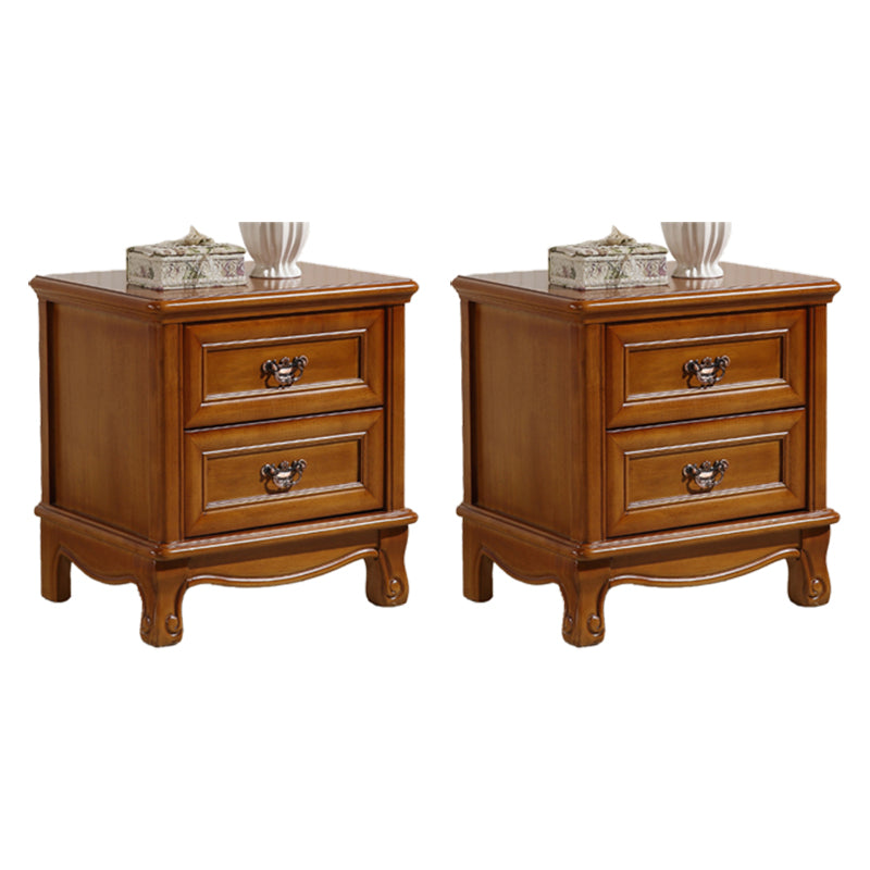 Traditional Accent Table Nightstand Antique Finish Bed Nightstand with Drawers