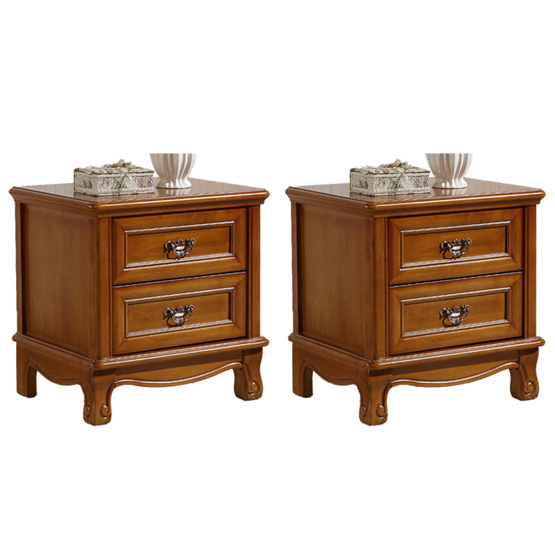 Traditional Accent Table Nightstand Antique Finish Bed Nightstand with Drawers