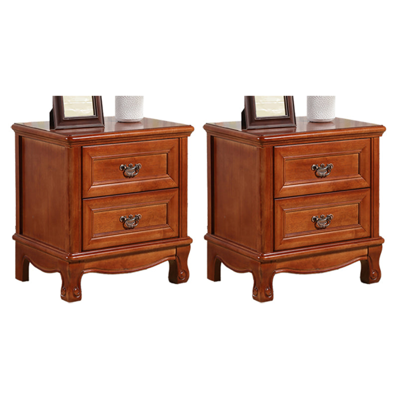 Traditional Accent Table Nightstand Antique Finish Bed Nightstand with Drawers