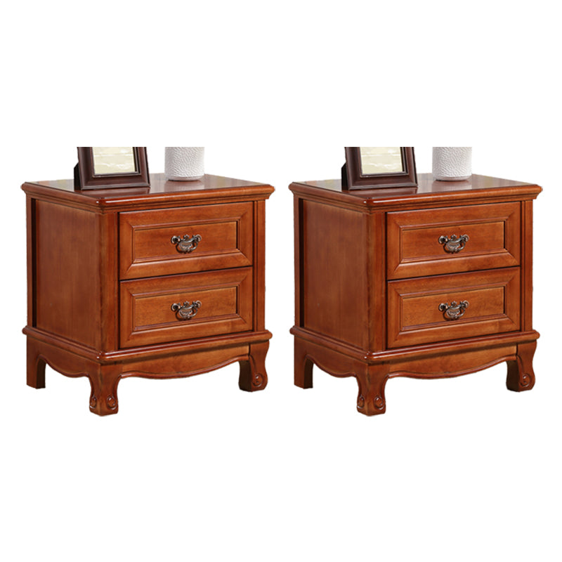 Traditional Accent Table Nightstand Antique Finish Bed Nightstand with Drawers