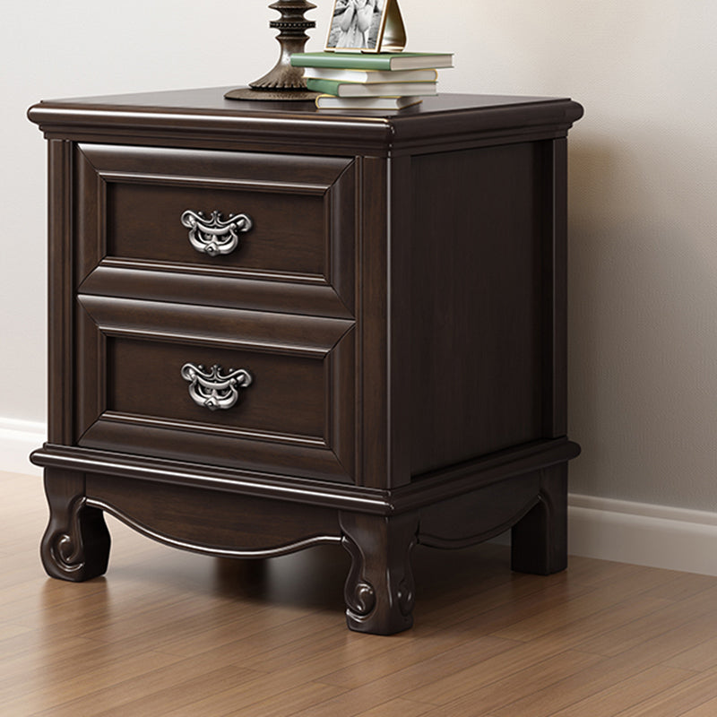 Traditional Accent Table Nightstand Antique Finish Bed Nightstand with Drawers