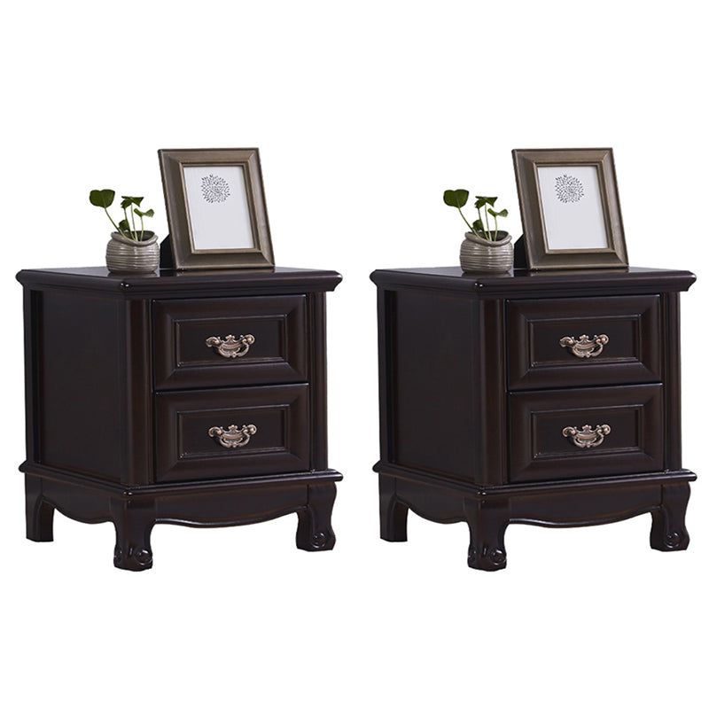 Traditional Accent Table Nightstand Antique Finish Bed Nightstand with Drawers