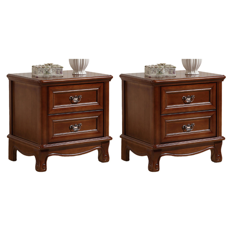 Traditional Accent Table Nightstand Antique Finish Bed Nightstand with Drawers