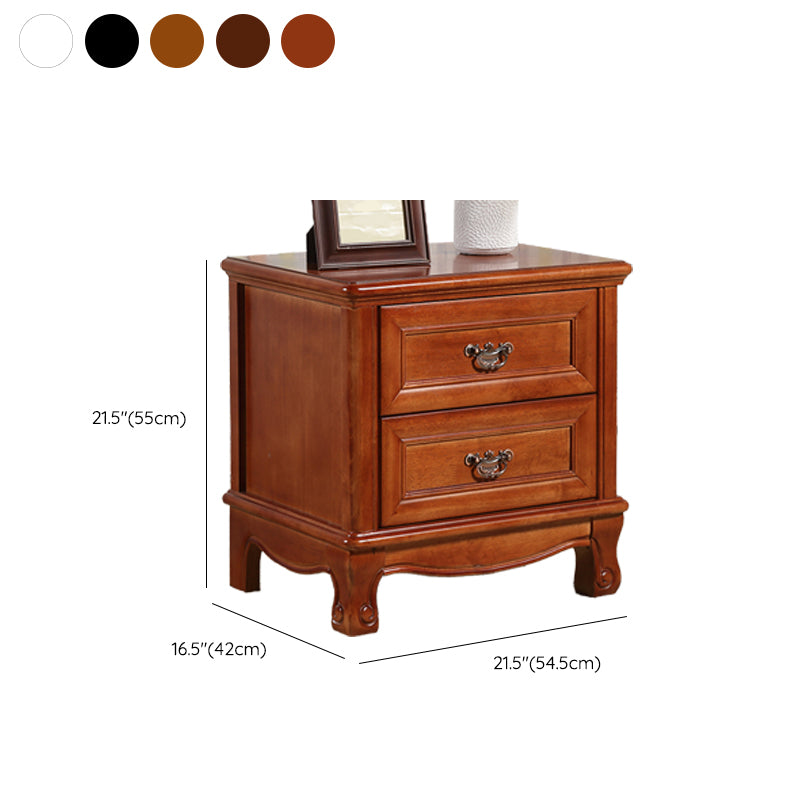 Traditional Accent Table Nightstand Antique Finish Bed Nightstand with Drawers