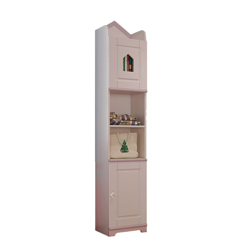 Contemporary Wooden Youth Armoire Pink Bedroom Kids Closet with Sliding Door