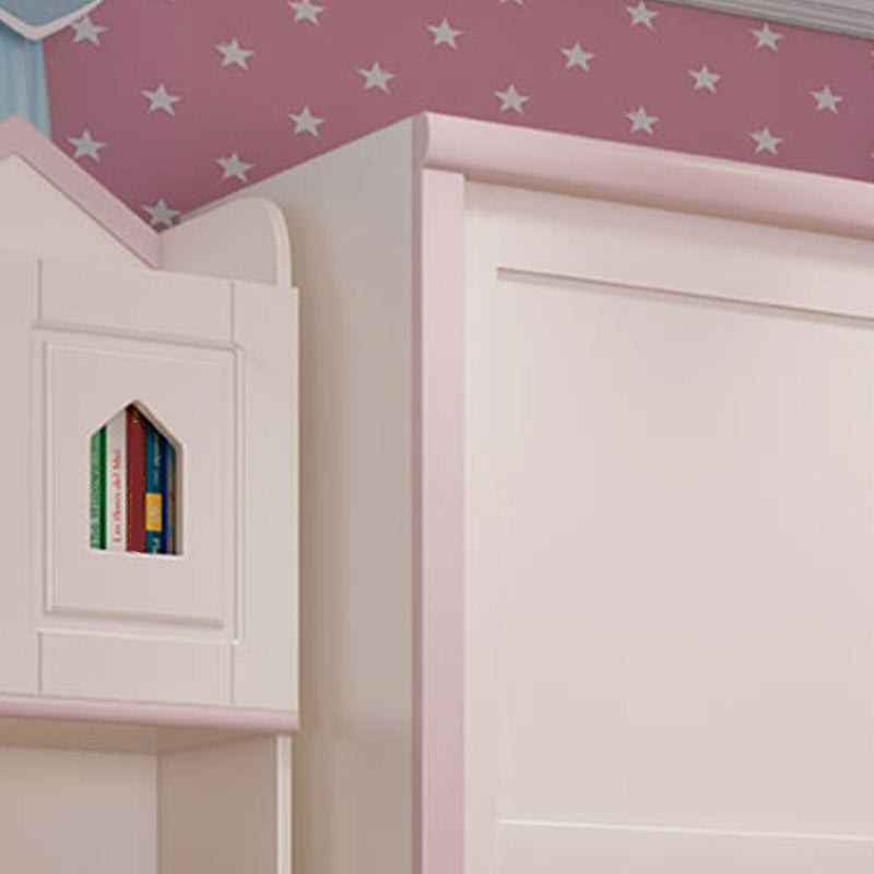 Contemporary Wooden Youth Armoire Pink Bedroom Kids Closet with Sliding Door