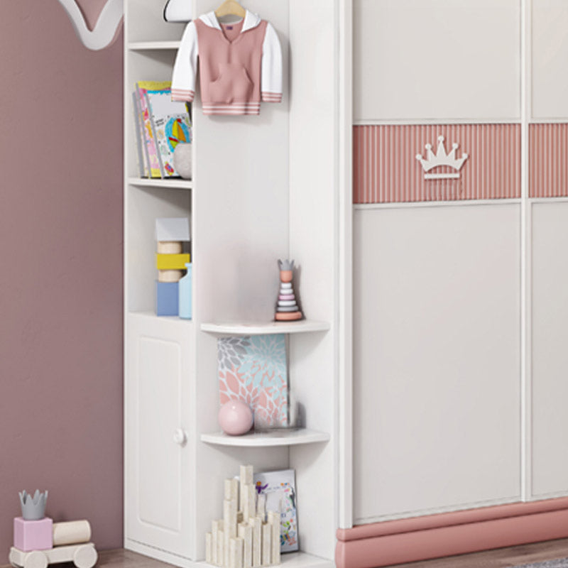 Contemporary Wooden Wardrobe Cloth Rod Included Kids Closet with Sliding Door