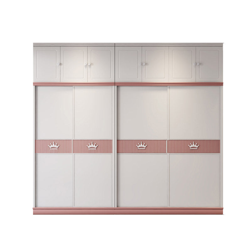 Contemporary Wooden Wardrobe Cloth Rod Included Kids Closet with Sliding Door