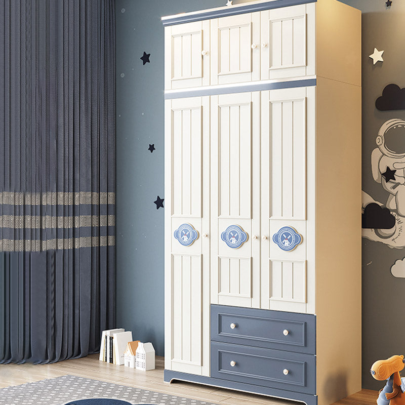 Modern Wooden Wardrobe Cloth Rod Included Kids Closet for Bedroom