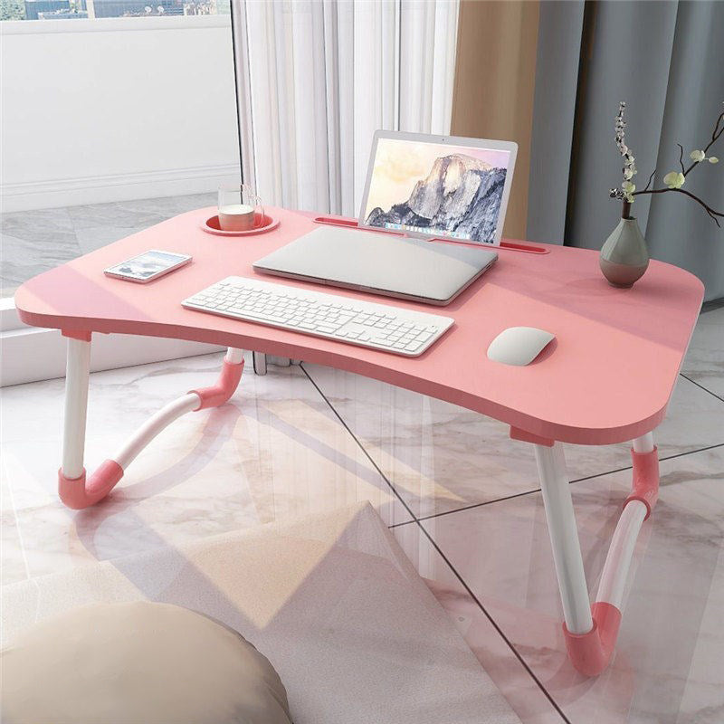 Curved Shaped Office Laptop Table Reversible Multiple Colors Writing Desk for Home