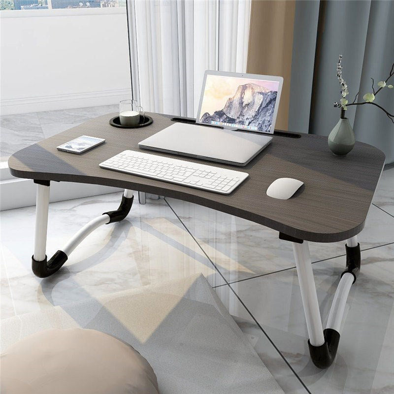 Curved Shaped Office Laptop Table Reversible Multiple Colors Writing Desk for Home