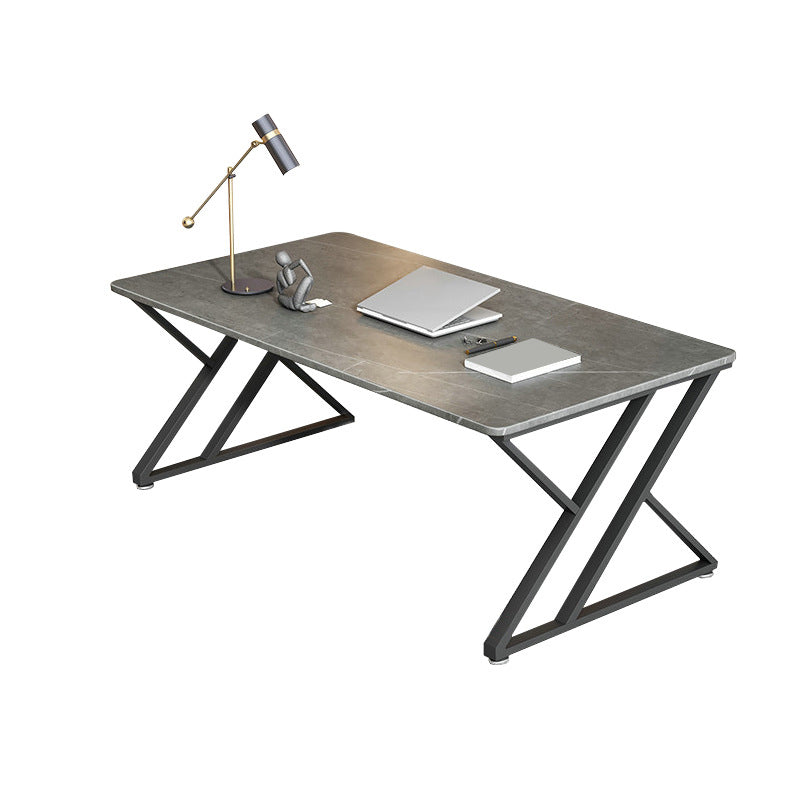 Rectangular Shaped Office Desk Reversible Grey Writing Desk for Office