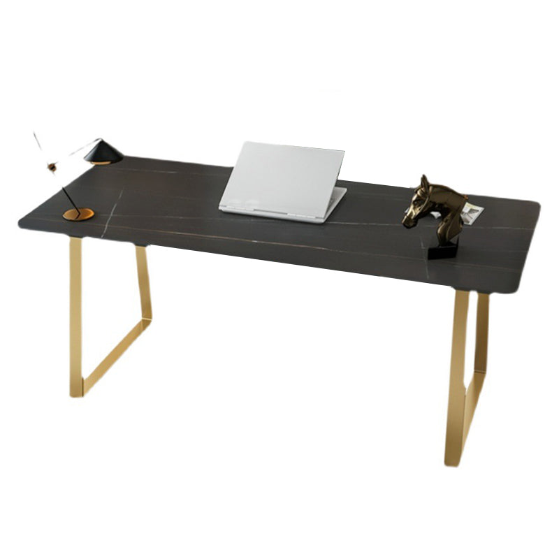 Glam Office Desk Antique Finish Rectangle Computer Desk with Metal Legs