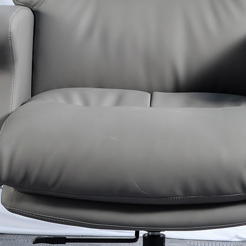 Contemporary Gray Leather Executive Chair Wheels Included Managers Chair for Office