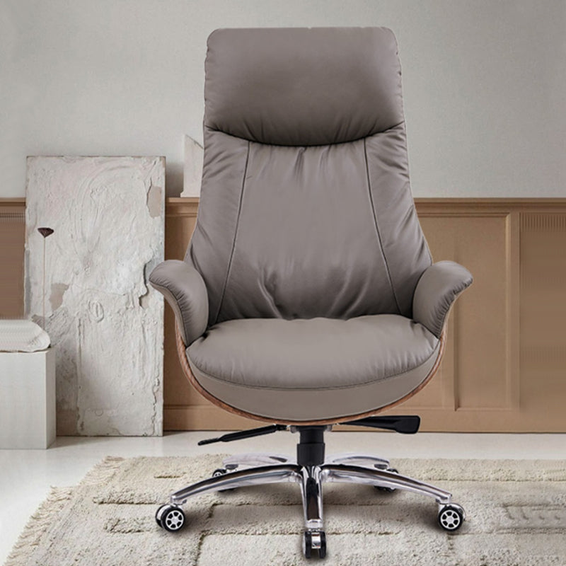 Contemporary Leather Executive Chair Wheels Included Managers Chair for Office