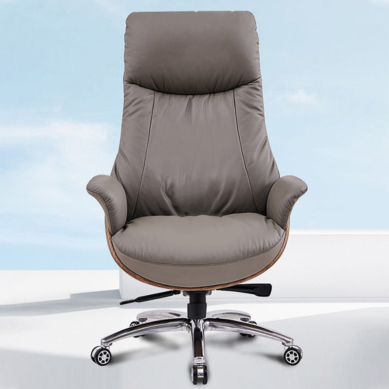 Contemporary Leather Executive Chair Wheels Included Managers Chair for Office