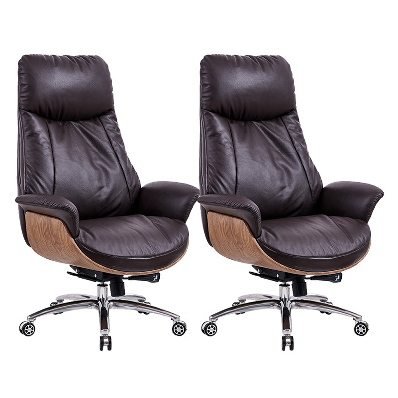 Contemporary Leather Executive Chair Wheels Included Managers Chair for Office