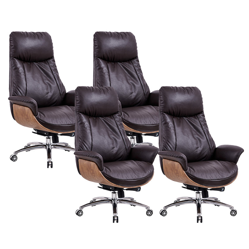 Contemporary Leather Executive Chair Wheels Included Managers Chair for Office