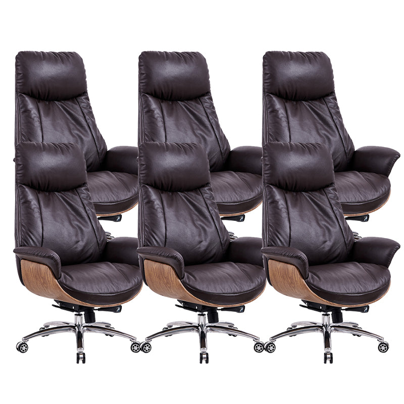 Contemporary Leather Executive Chair Wheels Included Managers Chair for Office