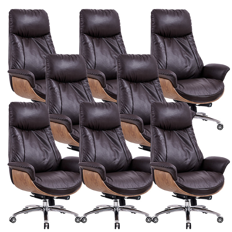 Contemporary Leather Executive Chair Wheels Included Managers Chair for Office