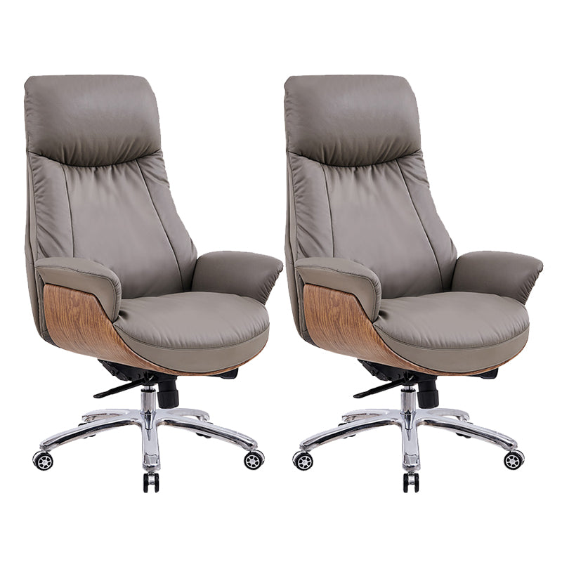 Contemporary Leather Executive Chair Wheels Included Managers Chair for Office