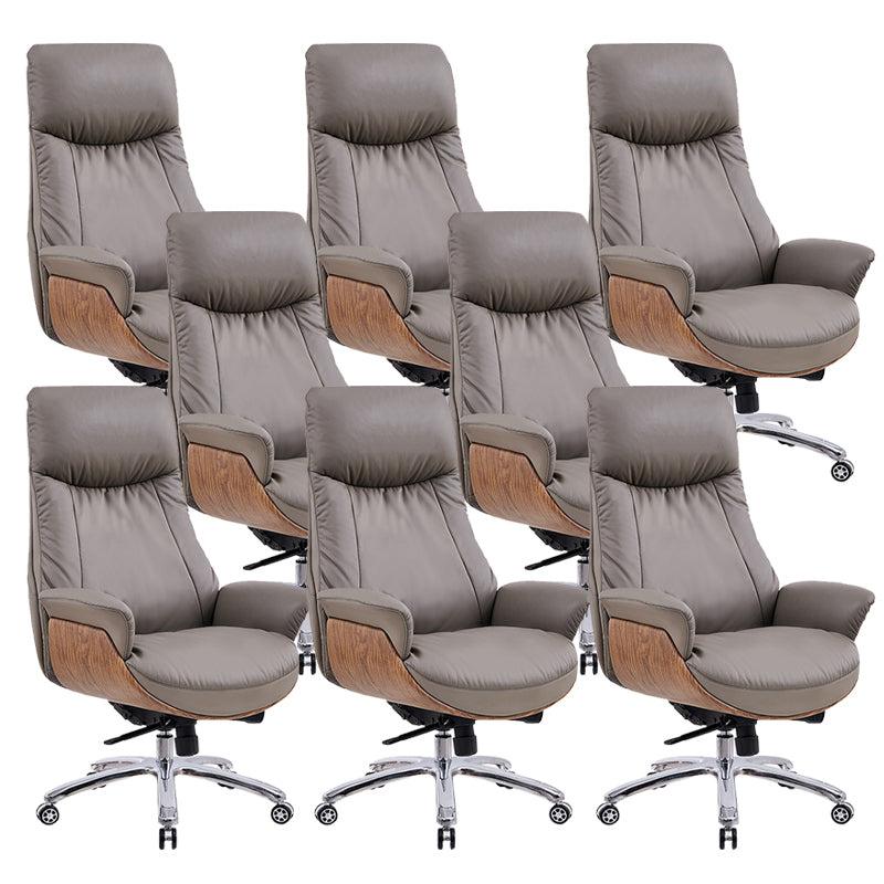 Contemporary Leather Executive Chair Wheels Included Managers Chair for Office