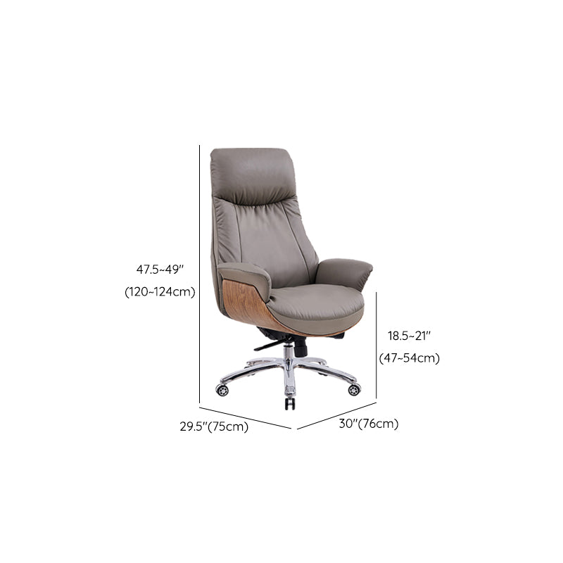 Contemporary Leather Executive Chair Wheels Included Managers Chair for Office