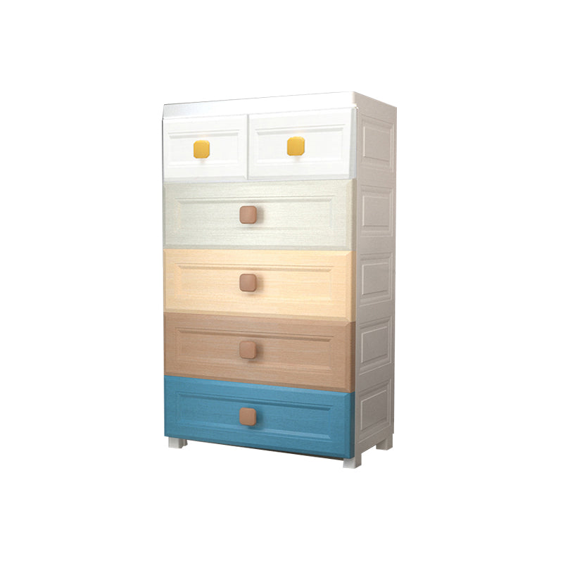 Modern Nursery Dresser Chest Plastic Kids Nightstand with 5/6 Drawers