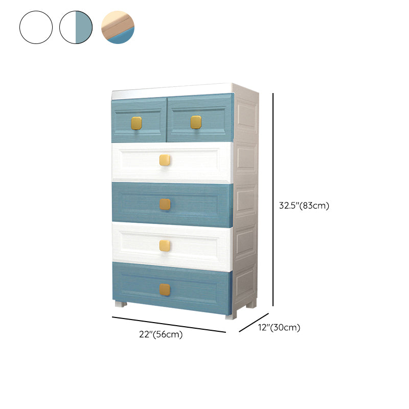 Modern Nursery Dresser Chest Plastic Kids Nightstand with 5/6 Drawers