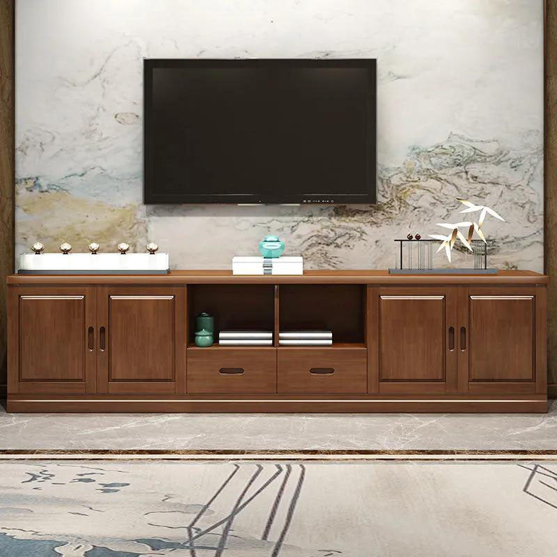 Solid Wood TV Stand Console Open Storage TV Console with Drawers