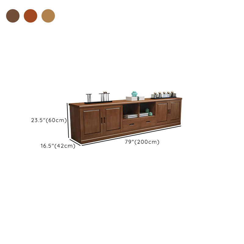 Solid Wood TV Stand Console Open Storage TV Console with Drawers