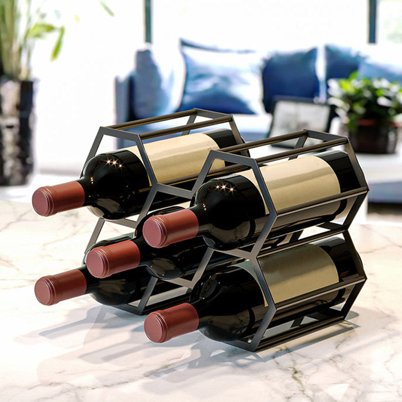 Glam Tabletop Wine Rack Metal Wine Bottle Rack for Living Room