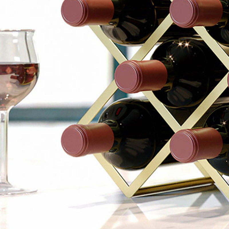 Glam Tabletop Wine Rack Metal Wine Bottle Rack for Living Room