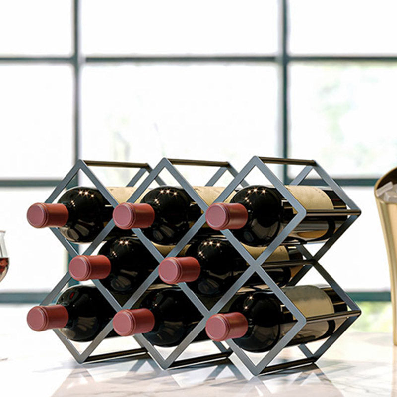 Glam Tabletop Wine Rack Metal Wine Bottle Rack for Living Room