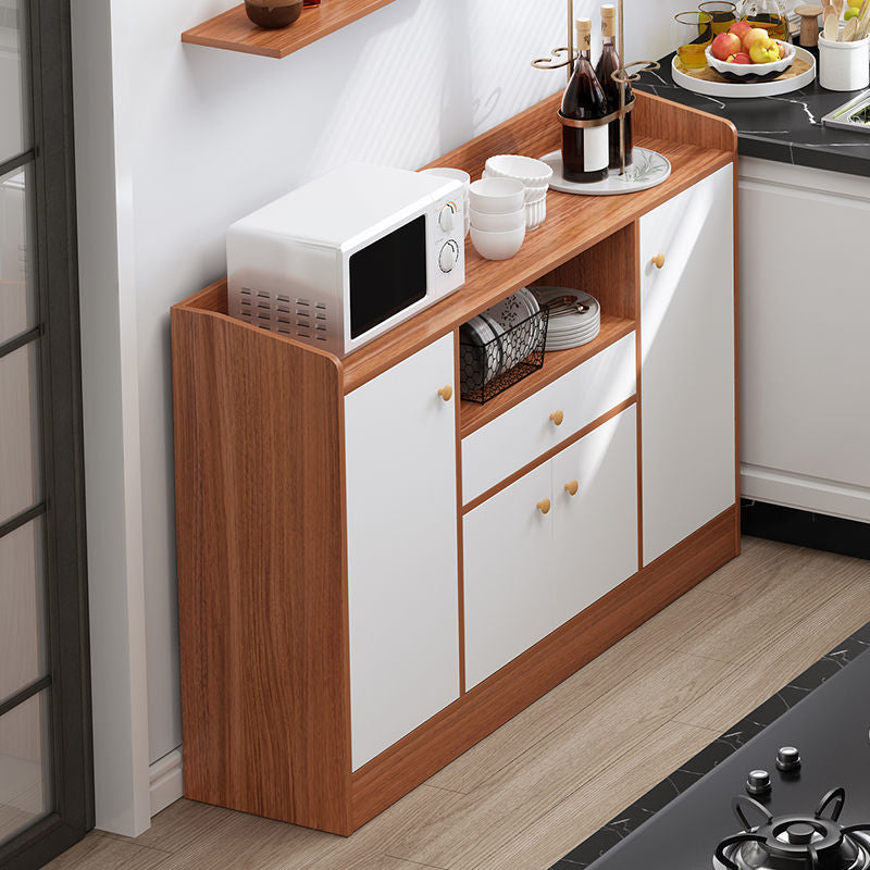 Wood Credenza Contemporary Style Server with Cabinets and Drawers