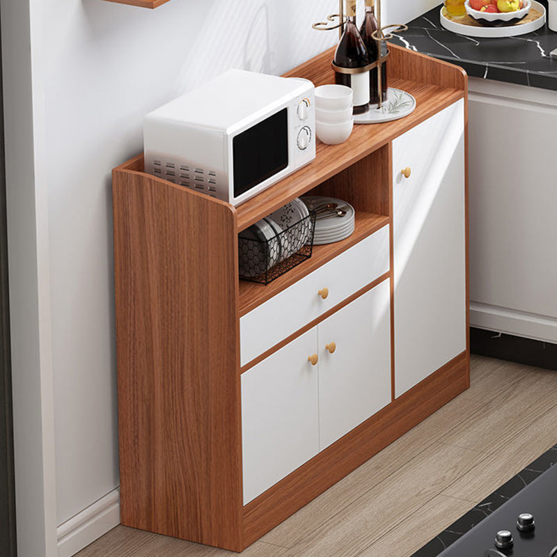 Wood Credenza Contemporary Style Server with Cabinets and Drawers