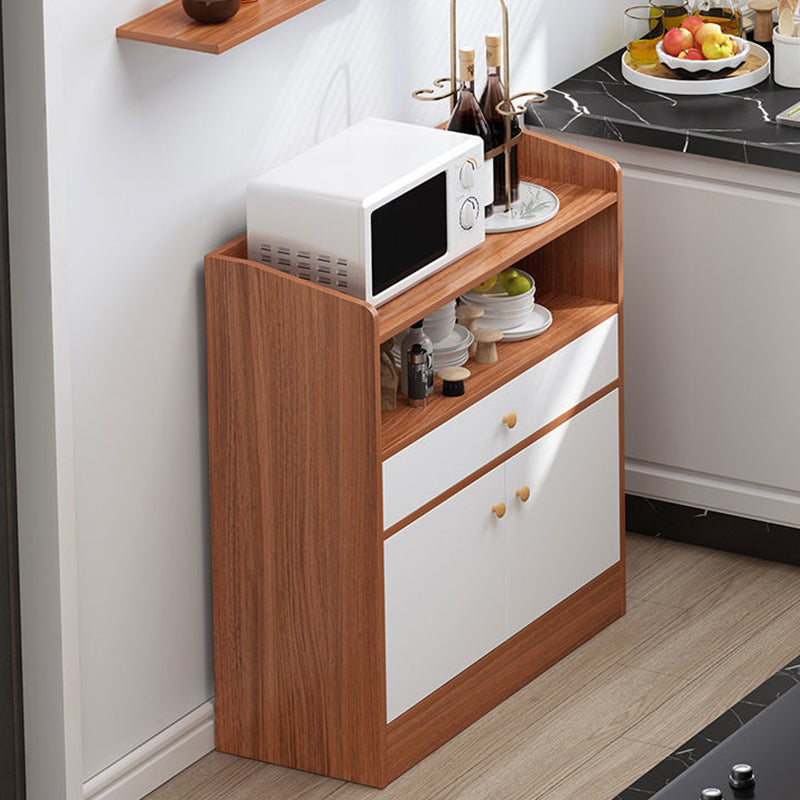 Wood Credenza Contemporary Style Server with Cabinets and Drawers