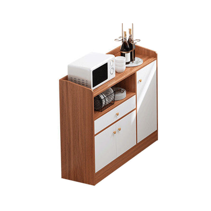 Wood Credenza Contemporary Style Server with Cabinets and Drawers