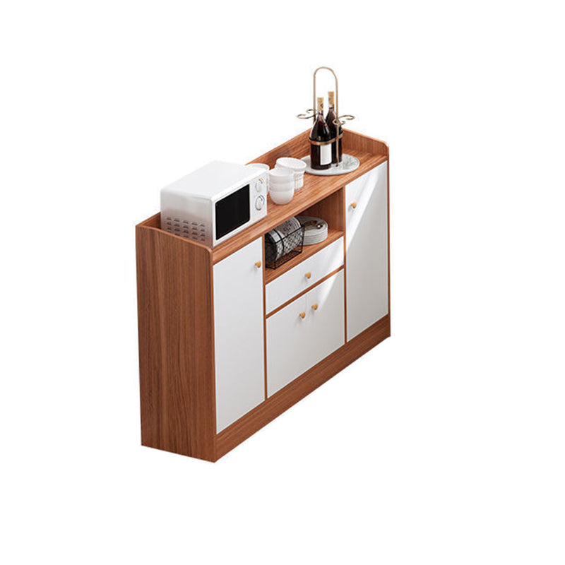 Wood Credenza Contemporary Style Server with Cabinets and Drawers