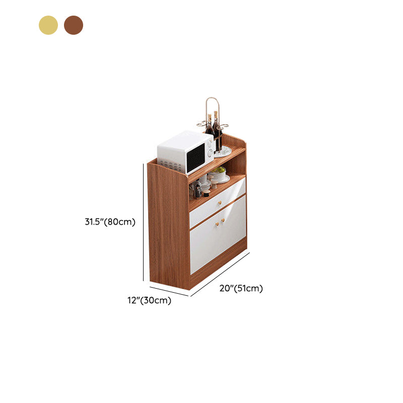 Wood Credenza Contemporary Style Server with Cabinets and Drawers