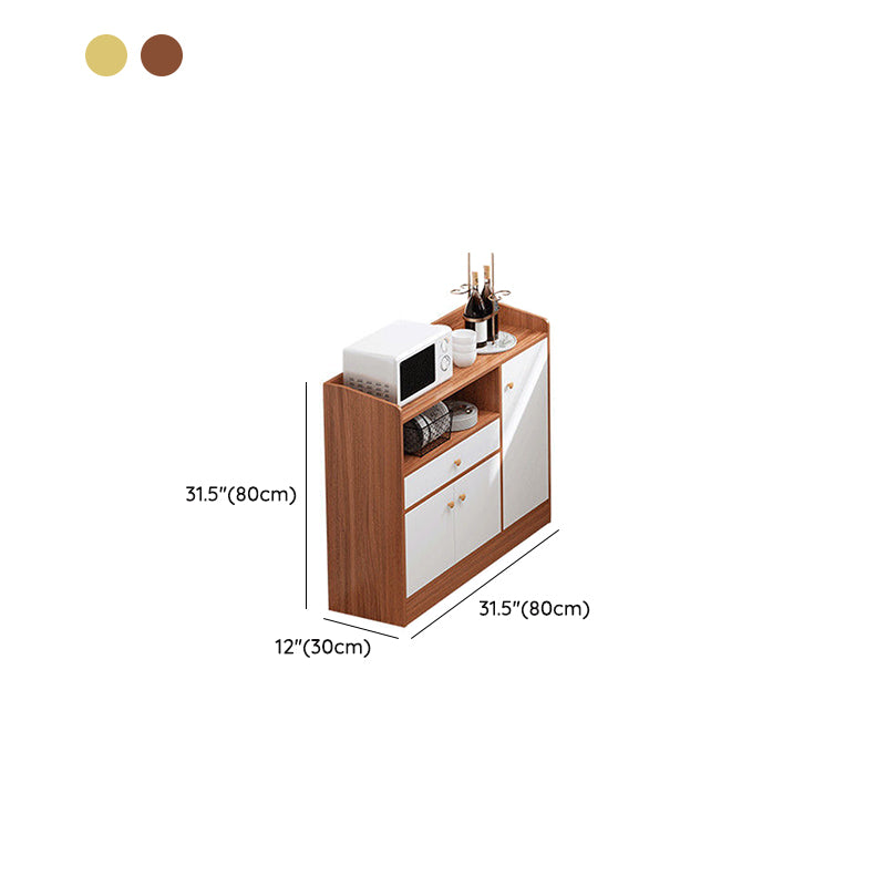 Wood Credenza Contemporary Style Server with Cabinets and Drawers