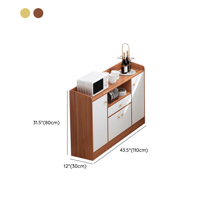 Wood Credenza Contemporary Style Server with Cabinets and Drawers