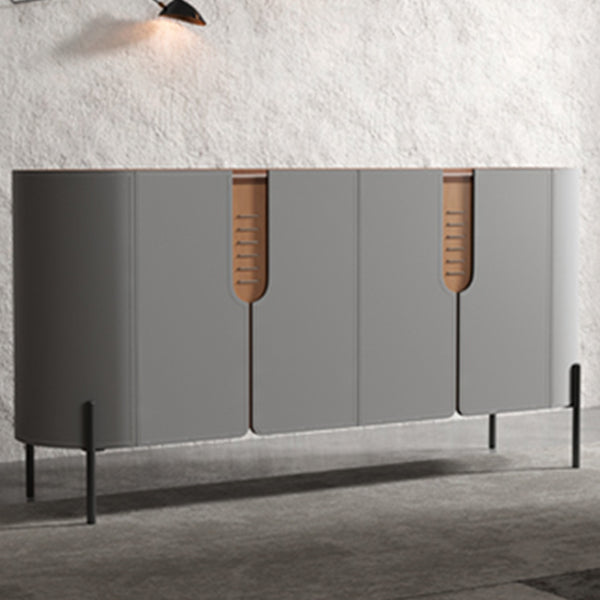 Stone Credenza Contemporary Style Server with Cabinets and Drawers