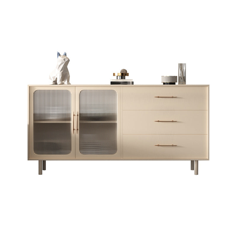 Stone Credenza Contemporary Style Server with Drawers and Cabinets