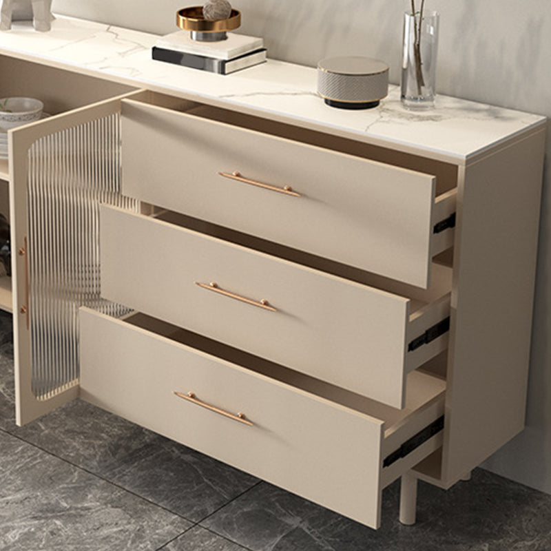 Stone Credenza Contemporary Style Server with Drawers and Cabinets