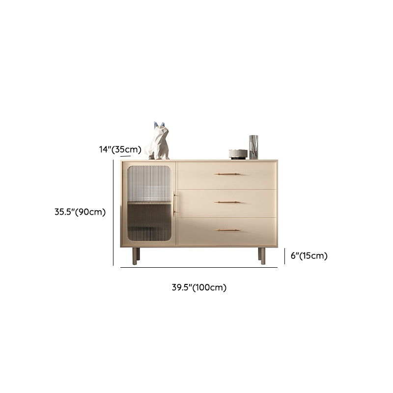 Stone Credenza Contemporary Style Server with Drawers and Cabinets