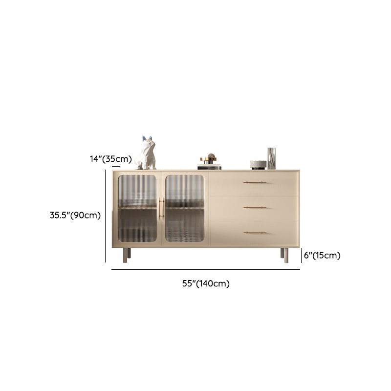 Stone Credenza Contemporary Style Server with Drawers and Cabinets