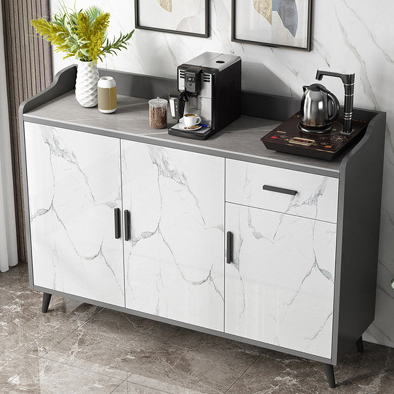 Modern and Contemporary Credenza Stone Server with Cabinets and Drawers