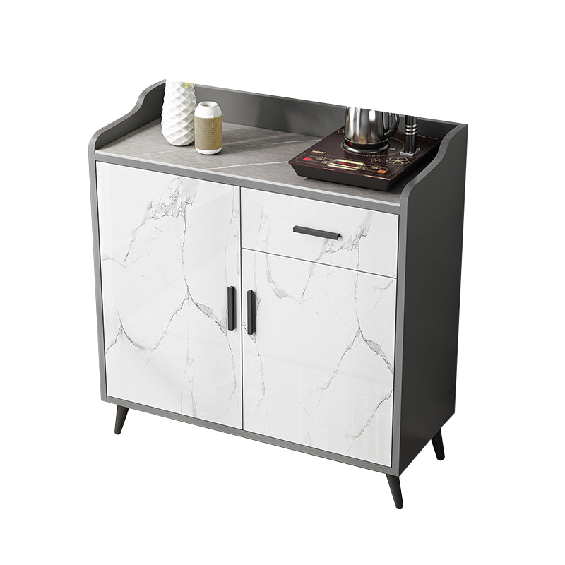 Modern and Contemporary Credenza Stone Server with Cabinets and Drawers